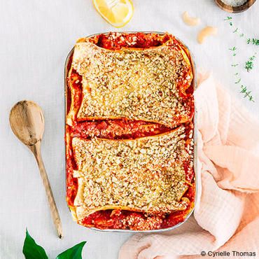 Lasagnes à la tomate et au parmesan végétal